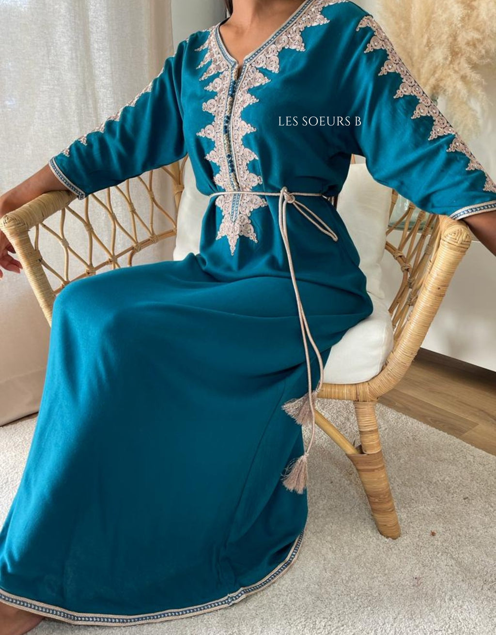 Caftan bleu pétrole - Réf : 1073