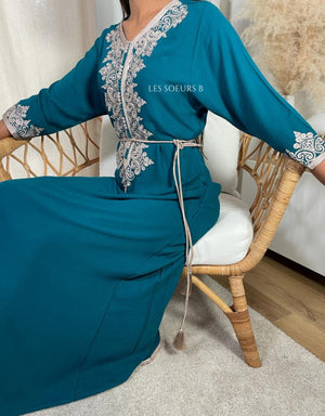 Caftan bleu pétrole - Réf : 1101