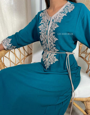 Caftan bleu pétrole - Réf : 1101